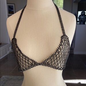 Stunning jewel bra-rhinestone halter top by Natasha one size.